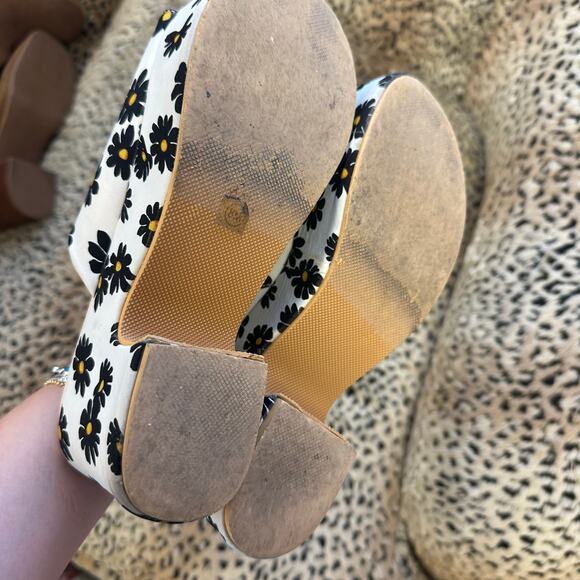 Anthropologie Matisse Beach Terry Floral Platform Heel Sandals White Size 8 - Picture 6 of 10